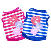 KUTKUT Combo of 2 Stripe Print Pet Vest Breathable Autumn,Spring & Summer Cotton Sleeveless Shirt for Small Dog and Cat (Size: L, Chest Girth 45cm, Neck Girth 32 cm, Back Length 35 cm) - kutk